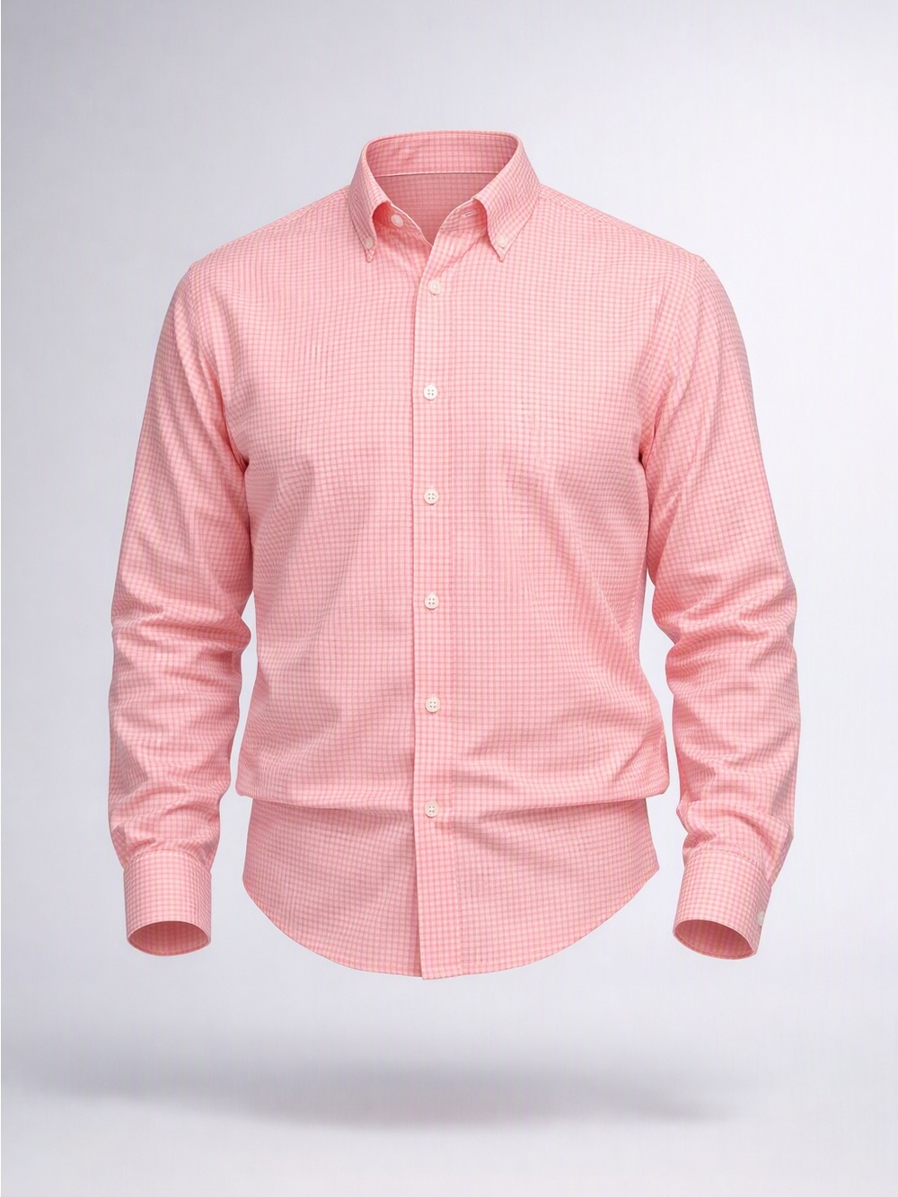 Perry Ellis Slim Fit Button Down Shirt Gingham Sz M Pink